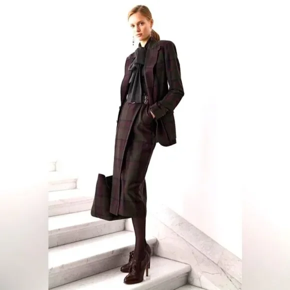 Ralph Lauren Fall ‘20 Collection Cashmere Blend Olive Multi Plaid Preston Jacket - Picture 8 of 16